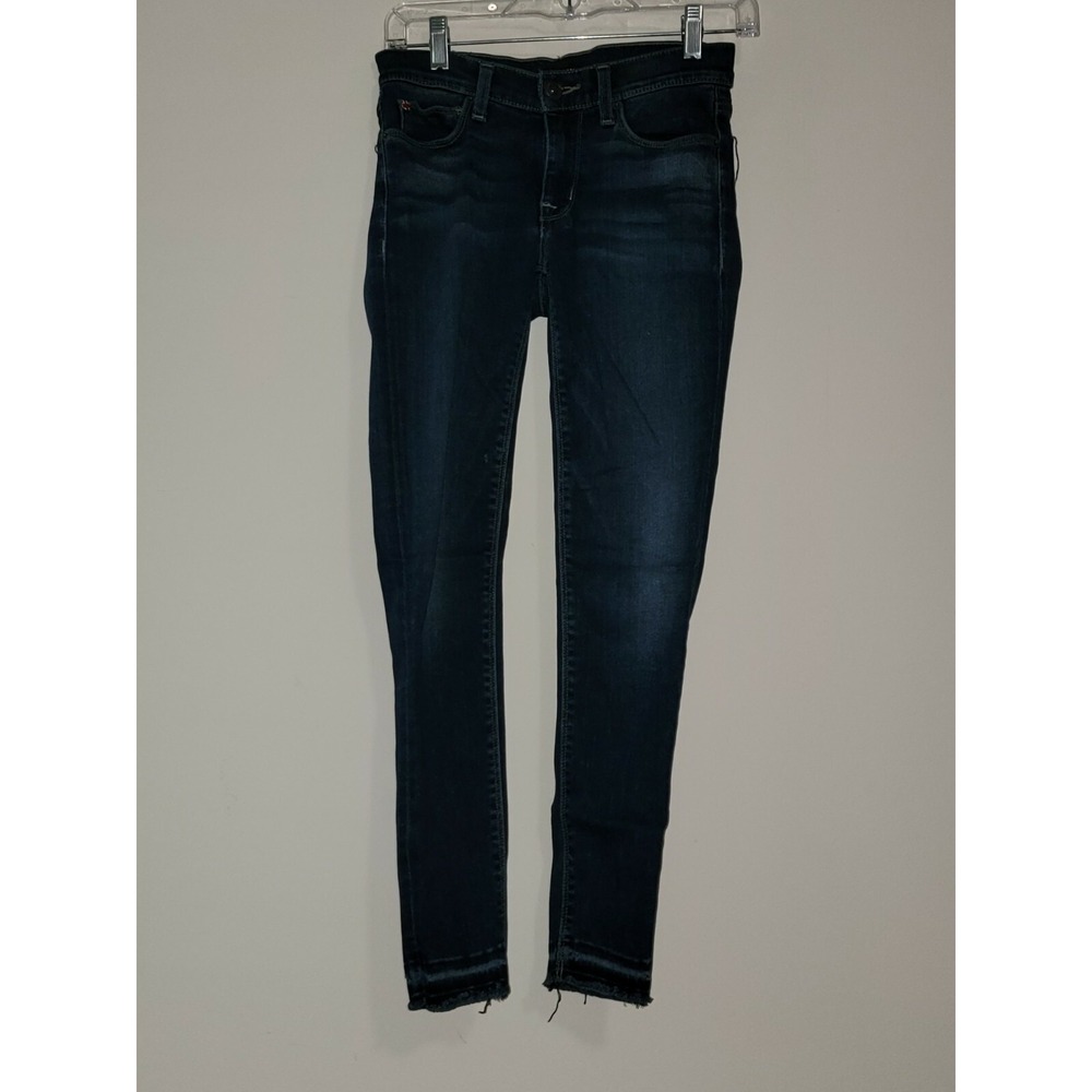Hudson Jeans Womens Size 26 High Rise Skinny Dark‎ Wash Frayed Hem